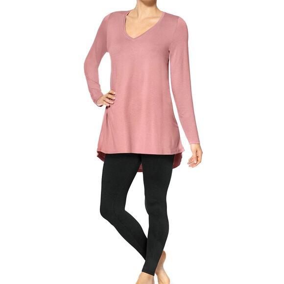 New HUE Long Sleeve Tunic Tee T-Shirt US00723X Wild Rose Pink Women's Size Large - Picture 1 of 8